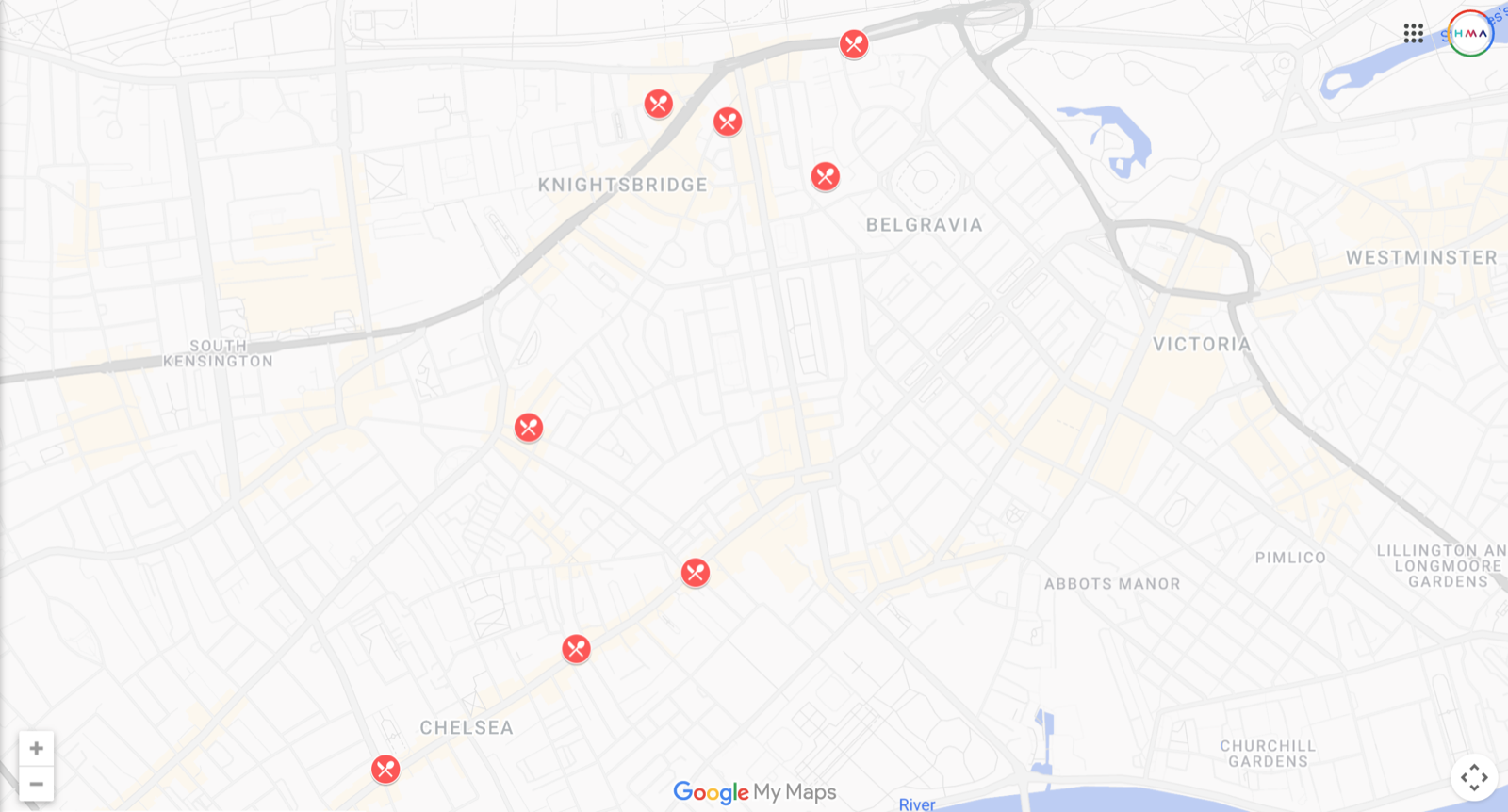 Map showing The Lanesborough Grill